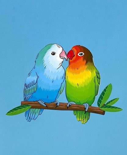 Love Birds pop up card