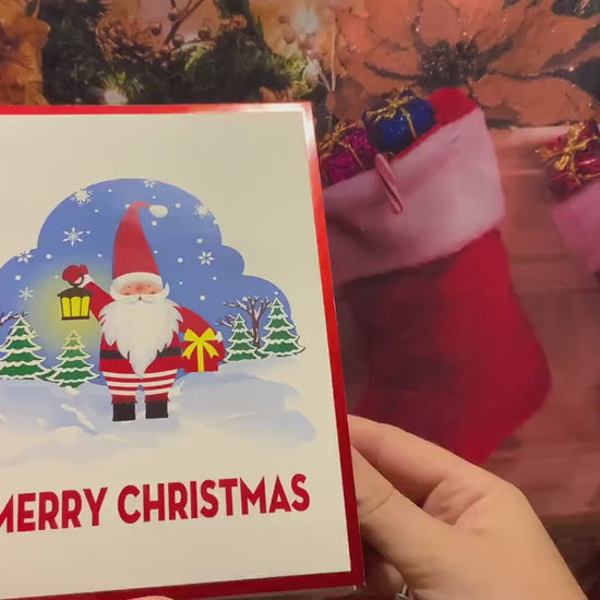 Pop Up Braille Happy Christmas Santa Greeting card, Make someone smile