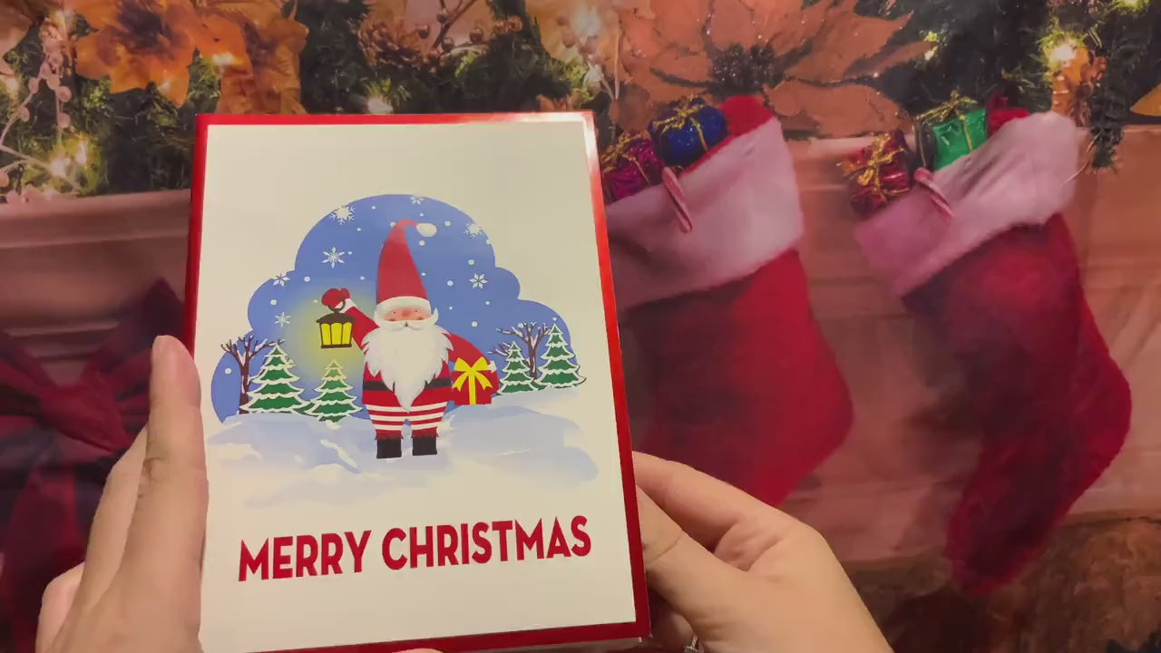 Pop Up Braille Happy Christmas Santa Greeting card, Make someone smile