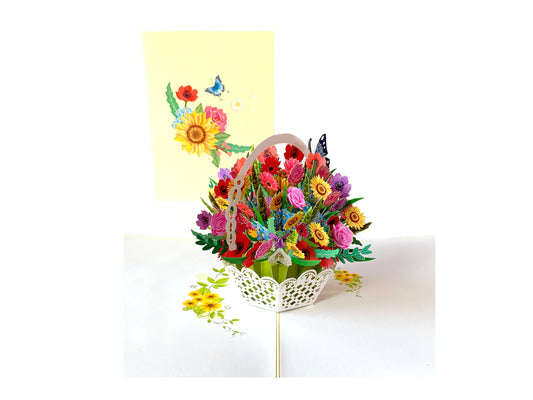 Pop Up Braille Happy Birthday Flower Basket Greeting card, Make someone smile