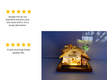 Pop up light up nativity scene, nativity set, miniature nativity with Free nativity card, Make someone smile