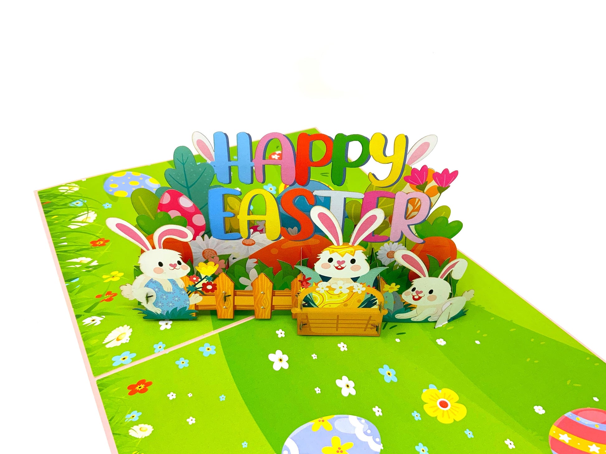 Personalised Easter Bunny 3D Pop Up Greeting card, 3D Easter card for him and her, laser cut- hand assembled, paper art, ideal for Children