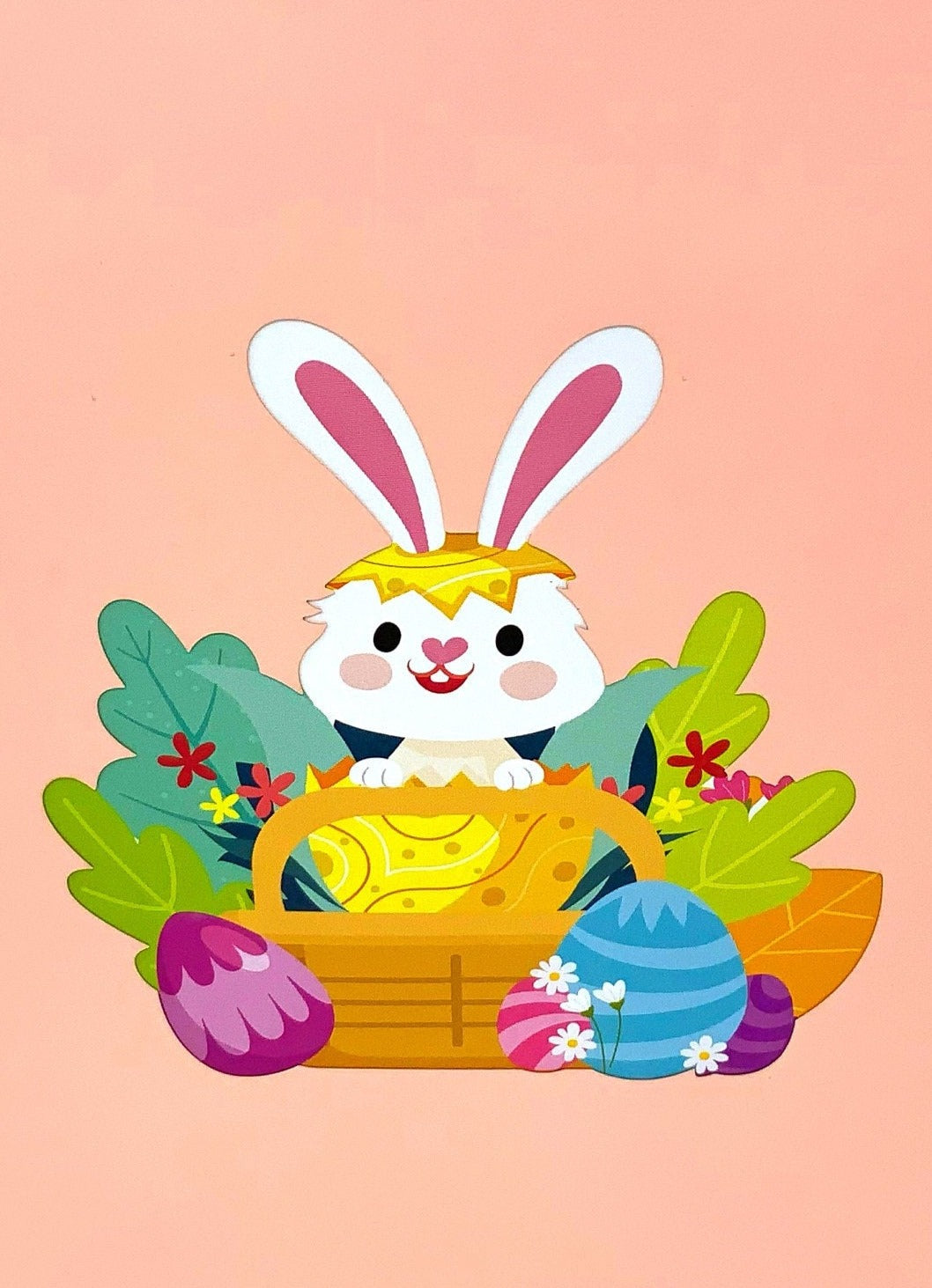 Personalised Easter Bunny 3D Pop Up Greeting card, 3D Easter card for him and her, laser cut- hand assembled, paper art, ideal for Children